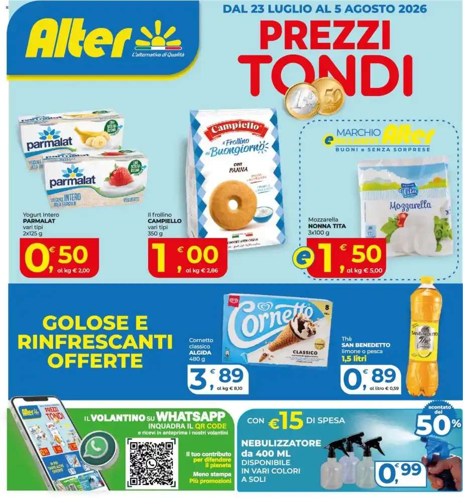 Volantino Alter Discount Prezzi Tondi dal 23/7 fino al 5/8/2026