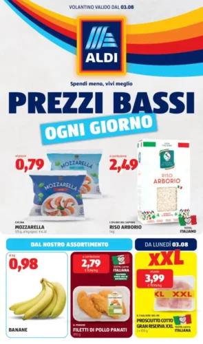Volantino Aldi Prezzi bassi ogni giorno dal 3/8 fino al 9/8/2026