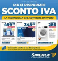 Volantino Sinergy Maxi Risparmio Sconto IVA dal 31/7 fino al 31/8/2026