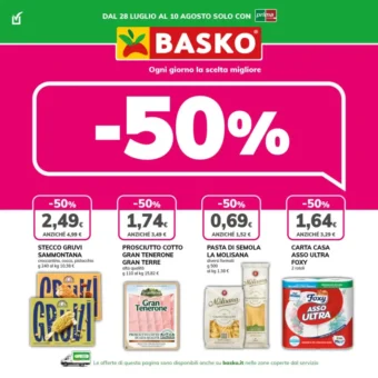 Volantino Basko Prima Card Estate dal 28/7 fino al 10/8/2026