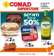 Volantino Conad Superstore Sconti fino al 50% dal 29/7 fino al 9/8/2026
