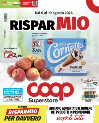 Volantino Coop Risparmio dal 6/8 fino al 19/8/2026