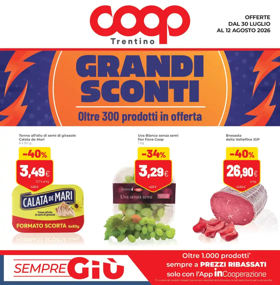 Volantino Coop Trentino Grandi sconti dal 30/7 fino al 12/8/2026