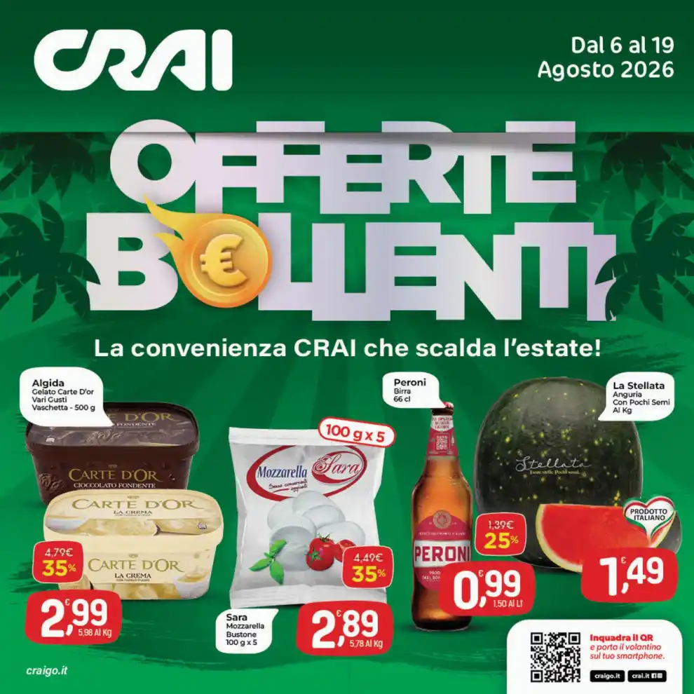 Volantino Crai Offerte bollenti dal 6/8 fino al 19/8/2026