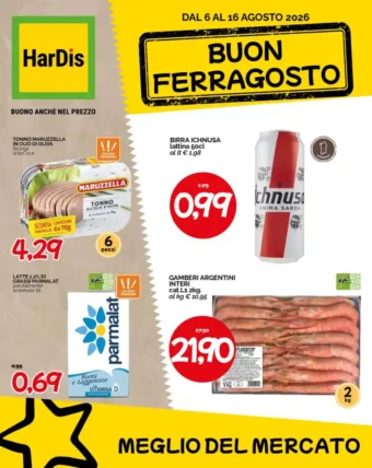 Volantino HarDis Buon Ferragosto dal 6/8 fino al 16/8/2026