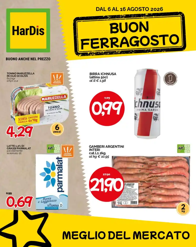 Volantino HarDis Buon Ferragosto dal 6/8 fino al 16/8/2026