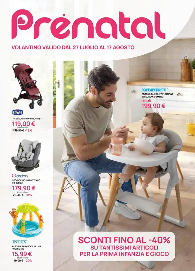Volantino Prenatal Saldi estivi dal 27/7 fino al 17/8/2026
