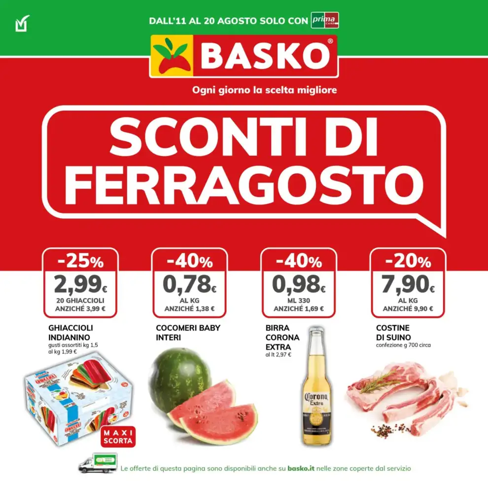 Volantino Basko Sconti di Ferragosto dal 11/8 fino al 20/8/2026
