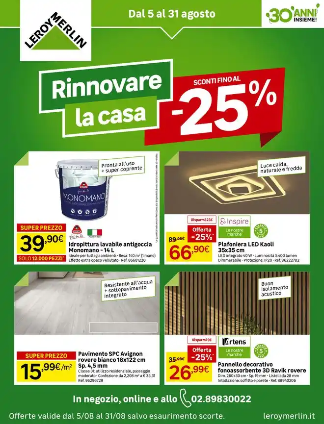 Volantino Leroy Merlin Rinnova la casa dal 5/8 fino al 31/8/2026