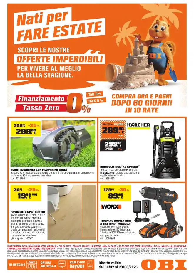 Volantino Obi Nati per fare estate dal 30/7 fino al 23/8/2026