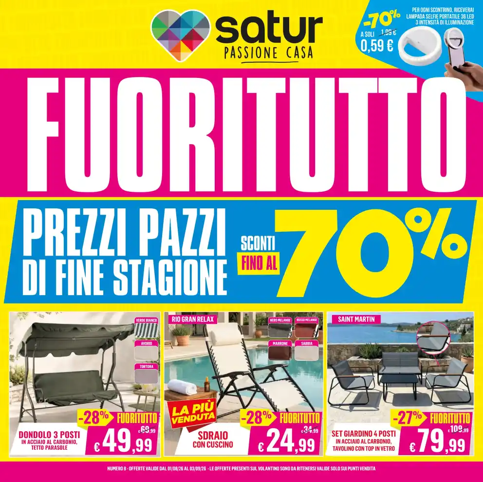Volantino Satur Fuoritutto dal 1/8 fino al 3/9/2026