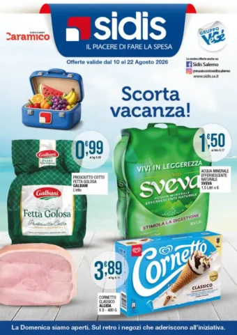 Volantino Sidis Scorta vacanza dal 10/8 fino al 22/8/2026