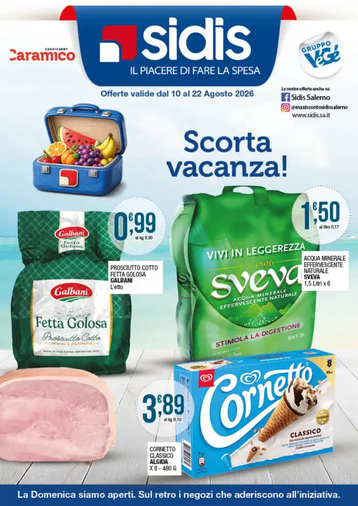Volantino Sidis Scorta vacanza dal 10/8 fino al 22/8/2026