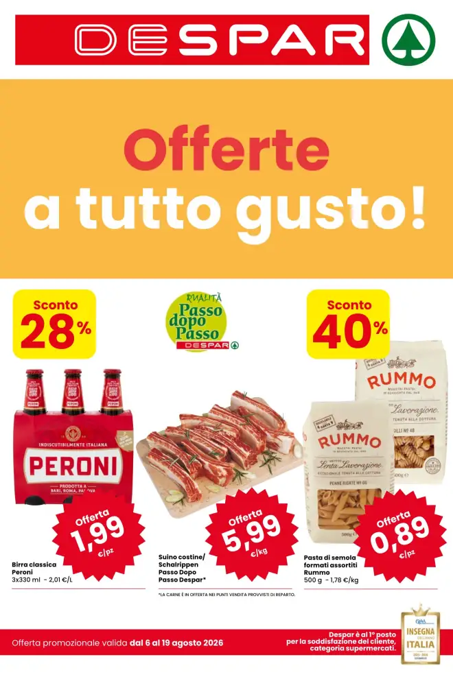 Volantino Despar Offerte a tutto gusto dal 6/8 fino al 19/8/2026