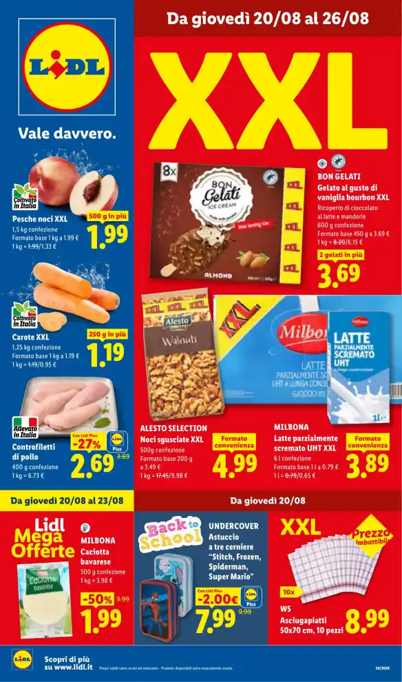 Volantino Lidl Mega Offerte XXL dal 20/8 fino al 26/8/2026