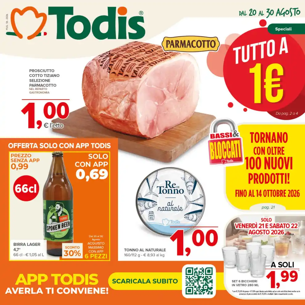 Volantino Todis Tutto a 1€ dal 20/8 al 30/08/2026