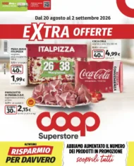 Volantino Coop Extra offerte dal 20/8 fino al 2/9/2026