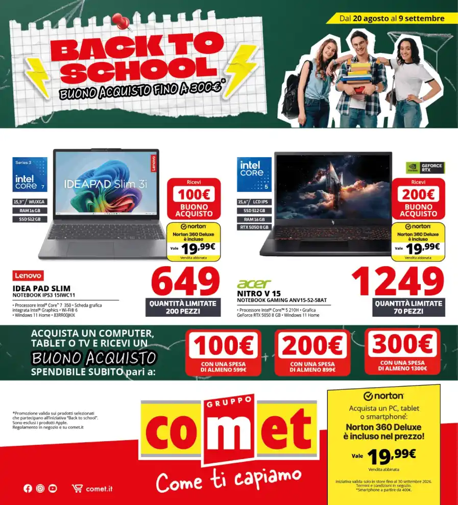 Volantino Comet Back to School dal 20/8 fino al 9/9/2026