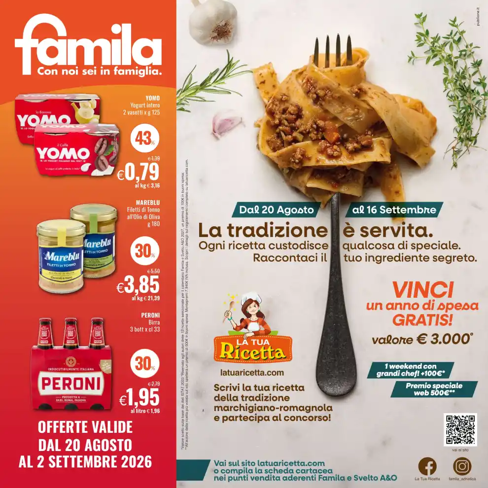 Volantino Famila Raccolta bollini dal 20/8 fino al 2/9/2026