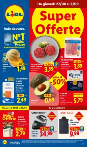 Volantino Lidl Super offerte dal 27/8 fino al 2/9/2026