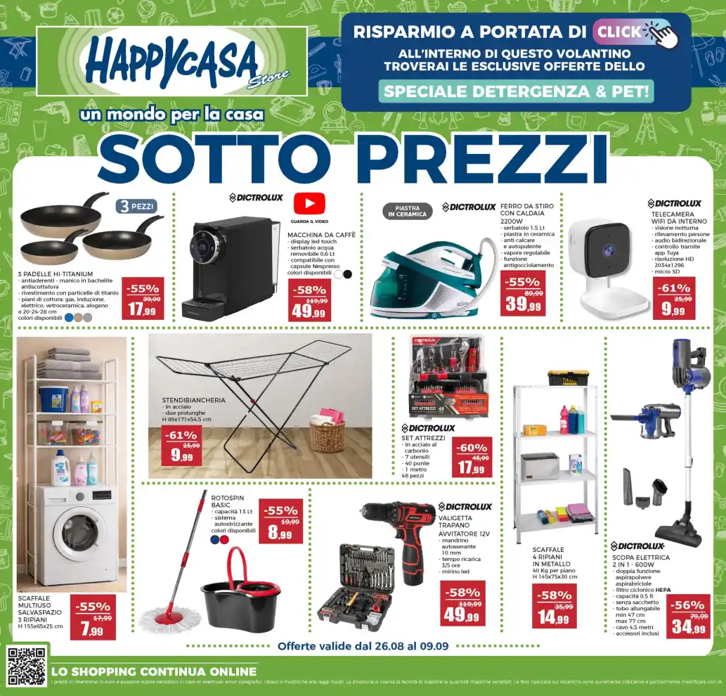 Volantino HappyCasa Sotto Prezzi dal 26/8 fino al 9/9/2026