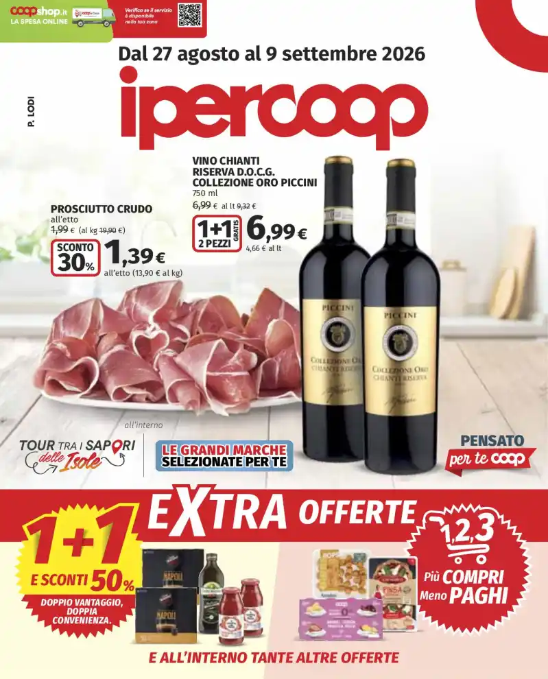 Volantino Ipercoop Extra Offerte dal 27/8 fino al 9/9/2026