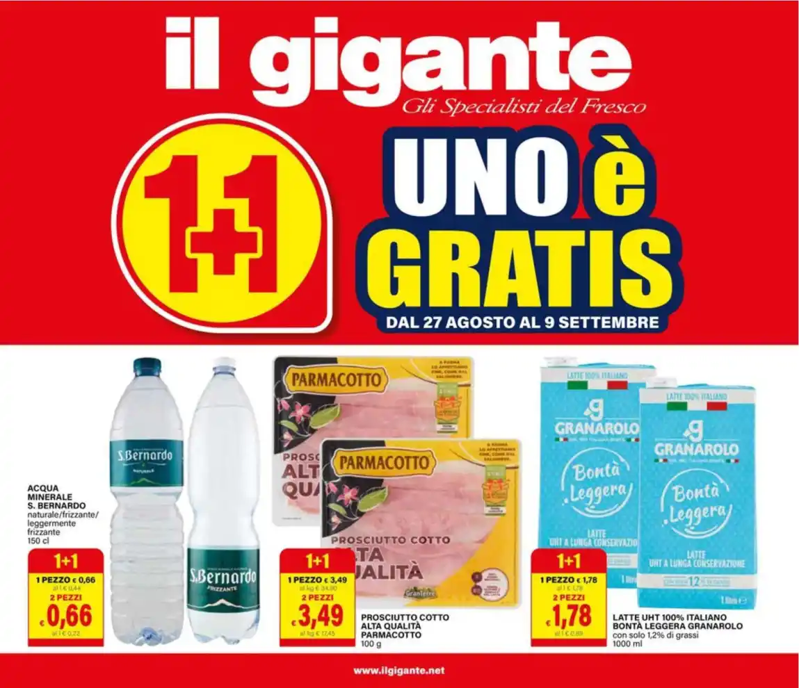 Volantino Il Gigante Uno è Gratis dal 27/8 fino al 9/9/2026