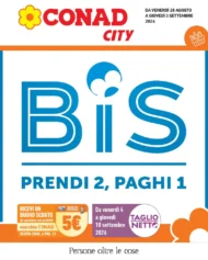 Volantino Conad City Prendi 2, paghi 1 dal 28/8 fino al 3/9/2026 Volantino Conad City Prendi 2, paghi 1 dal 28/8 fino al 3/9/2026