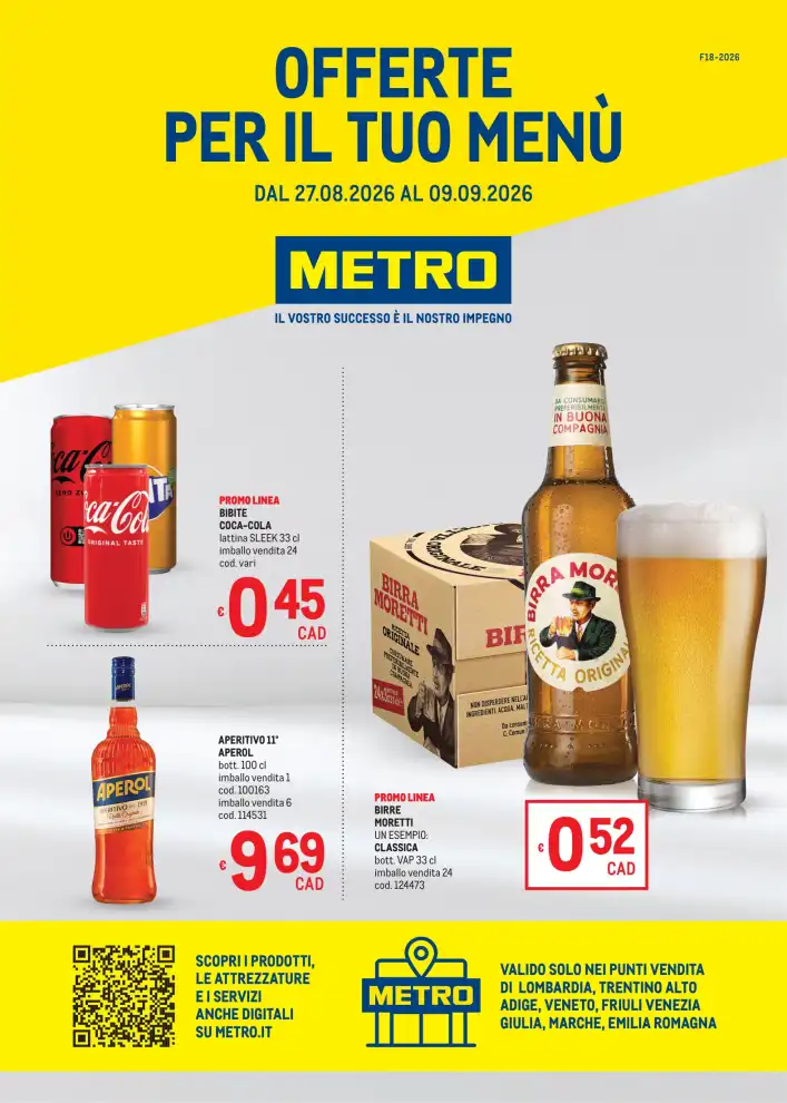 Volantino Metro Per il tuo menù dal 27/8 fino al 9/9/2026