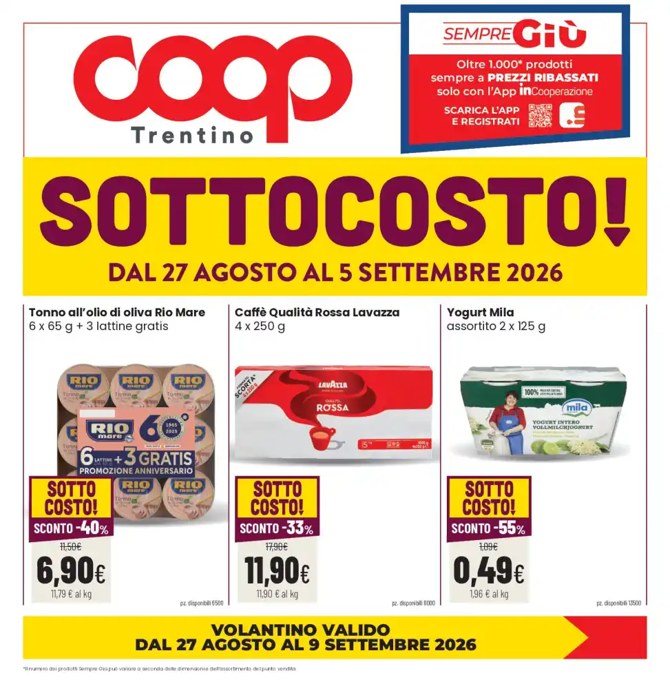 Volantino Coop Trentino Sottocosto dal 27/8 fino al 9/9/2026