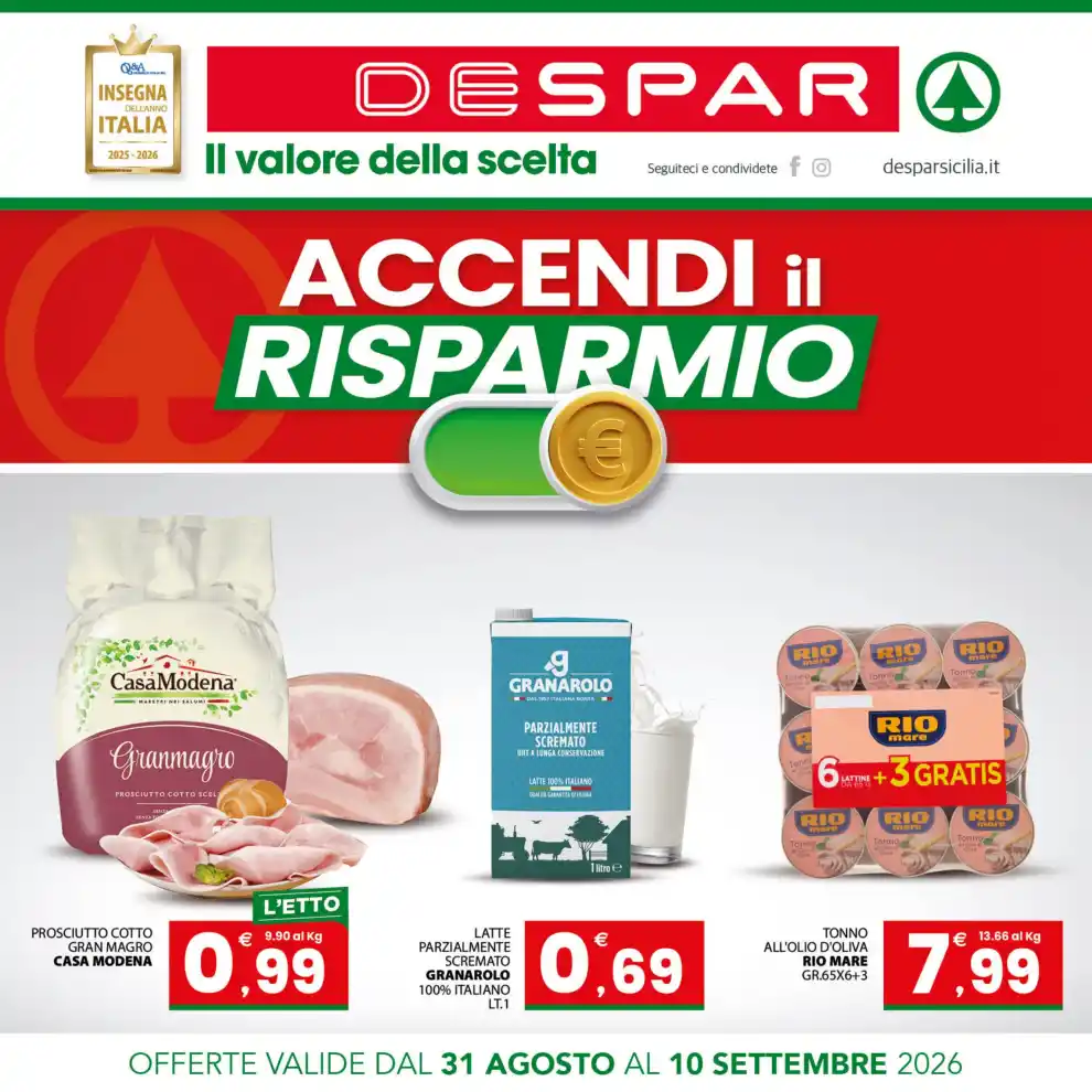 Volantino Despar Sicilia Accendi il risparmio dal 31/8 fino al 10/9/2026