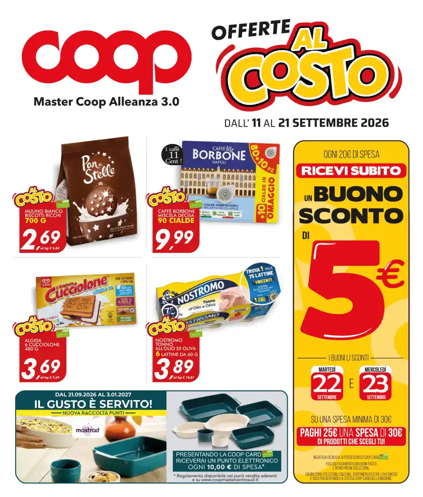 Volantino Coop Master Alleanza Offerte al costo dal 11/9 fino al 21/9/2026