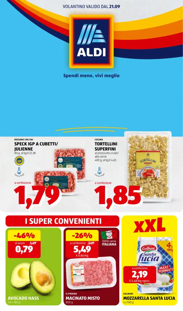 Volantino Aldi Spendi meno, vivi meglio dal 21/9 fino al 27/9/2026