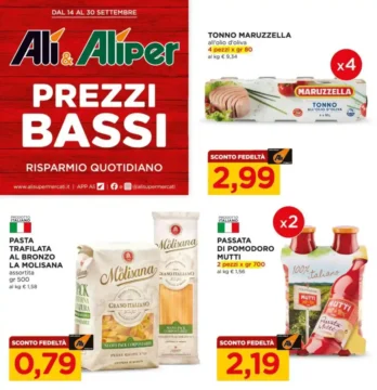 Volantino Alì e Aliper Prezzi bassi dal 14/9 fino al 30/9/2026