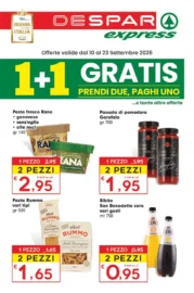 Volantino Despar Express Offerte 1+1 Gratis dal 10/9 fino al 23/9/2026 Volantino Despar Express Offerte 1+1 Gratis dal 10/9 fino al 23/9/2026