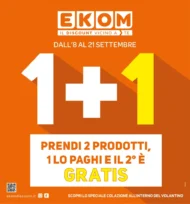 Volantino Ekom Prendi 2, il 2° è gratis dal 8/9 fino al 21/9/2026