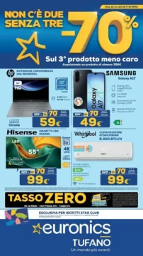 Volantino Euronics Tufano Non c’è due senza tre dal 10/9 fino al 23/9/2026