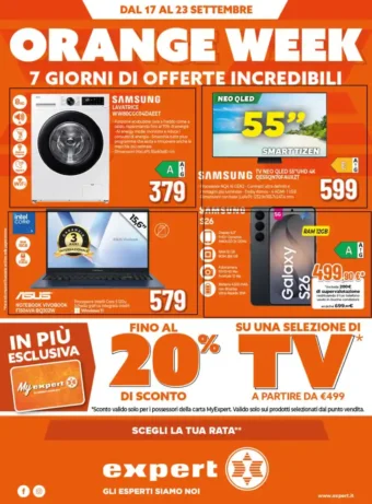 Volantino Expert Orange Week dal 17/9 fino al 23/9/2026