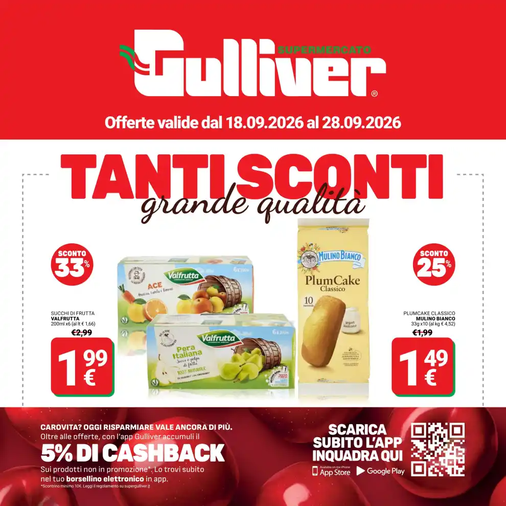 Volantino Gulliver Tanti sconti del fine settimana dal 18/9 fino al 28/9/2026