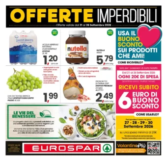 Volantino Eurospar Offerte imperdibili dal 21/9 fino al 26/9/2026