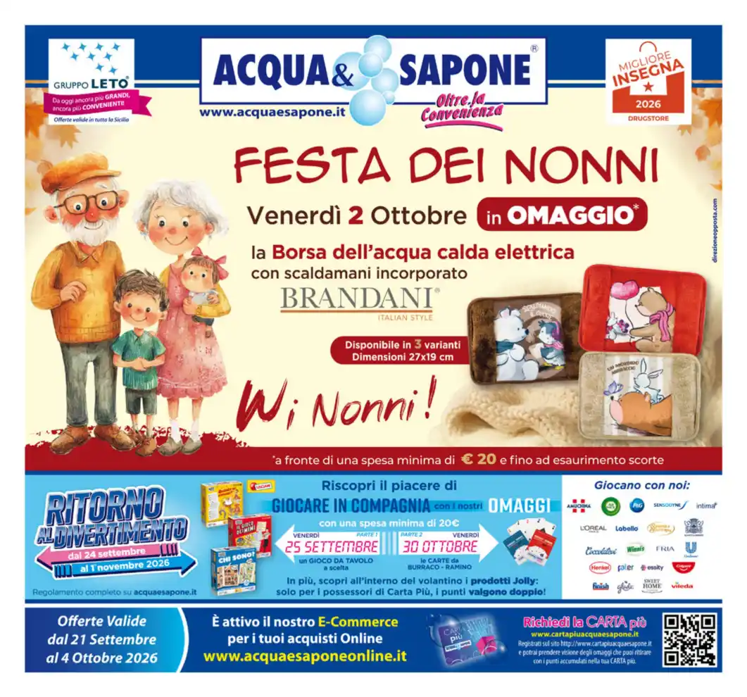 Volantino Acqua e Sapone Sicilia Festa dei Nonni dal 21/9 fino al 4/10/2026