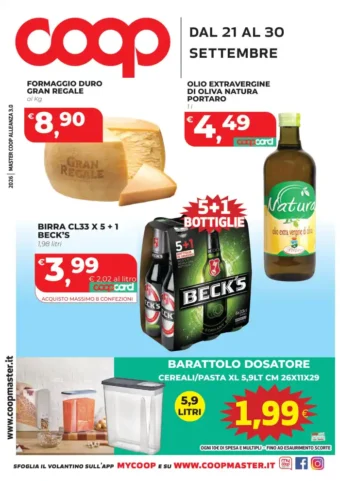 Volantino Coop Calabria Buono 5 Euro dal 21/9 fino al 30/9/2026