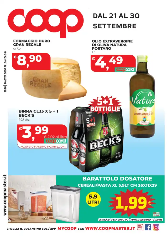 Volantino Coop Calabria Buono 5 Euro dal 21/9 fino al 30/9/2026