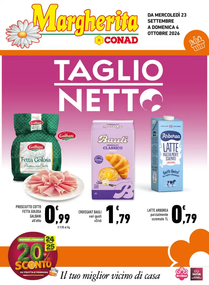 Volantino Conad Margherita Taglio netto dal 23/9 fino al 4/10/2026