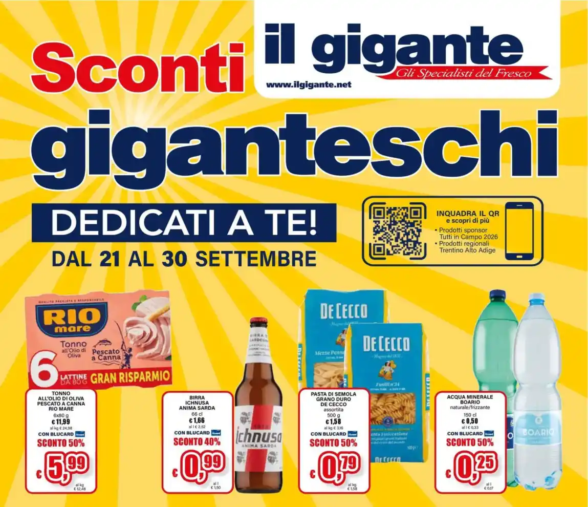 Volantino Il Gigante Giganteschi dedicati a te dal 21/9 fino al 30/9/2026