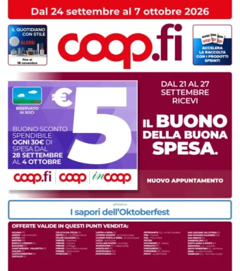Volantino Coop Sapori dell’Oktoberfest dal 24/9 fino al 7/10/2026