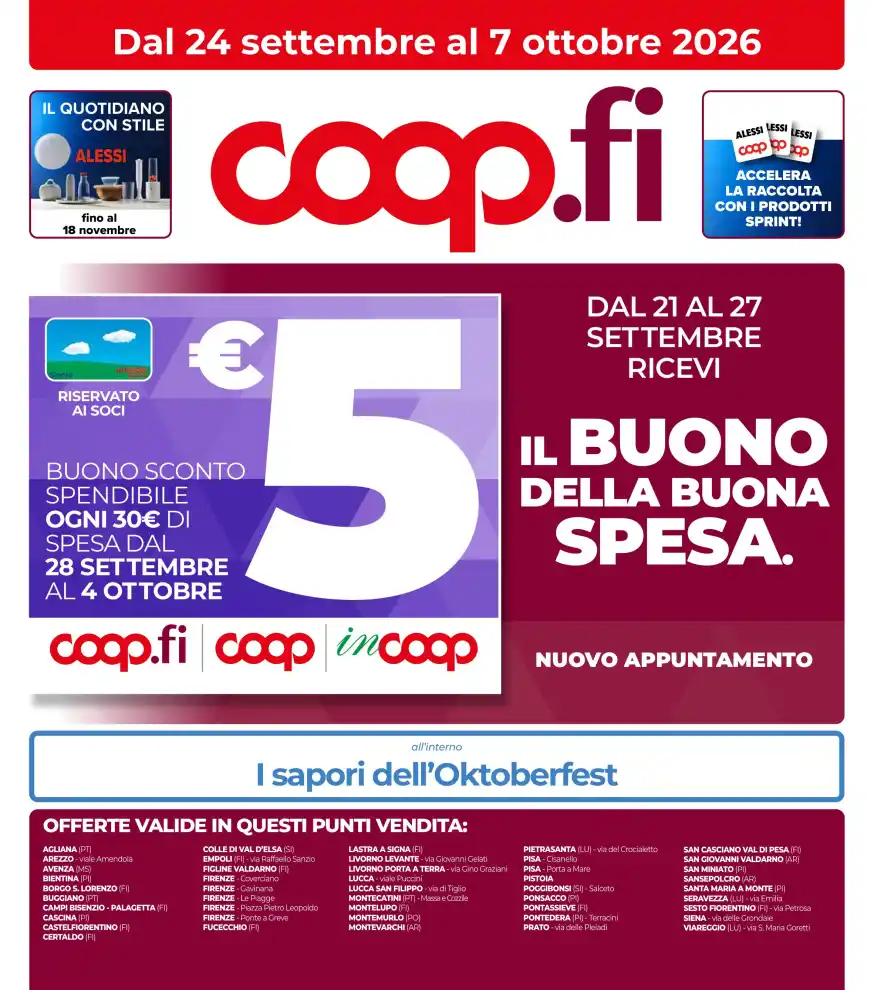 Volantino Coop Sapori dell’Oktoberfest dal 24/9 fino al 7/10/2026