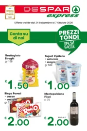 Volantino Despar Express Prezzi tondi dal 24/9 fino al 7/10/2026 Volantino Despar Express Prezzi tondi dal 24/9 fino al 7/10/2026