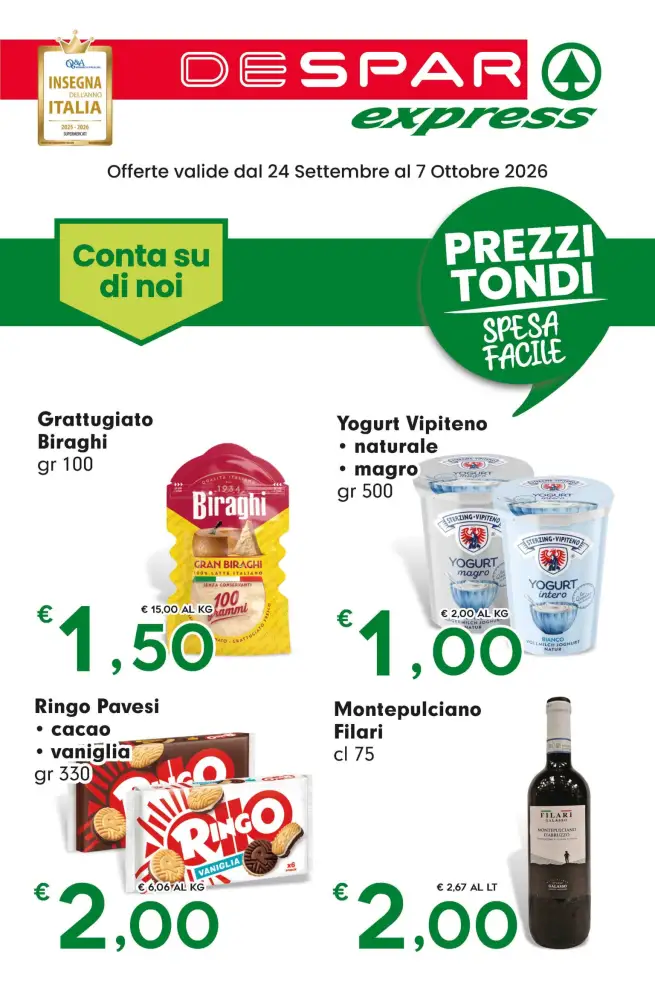 Volantino Despar Express Prezzi tondi dal 24/9 fino al 7/10/2026