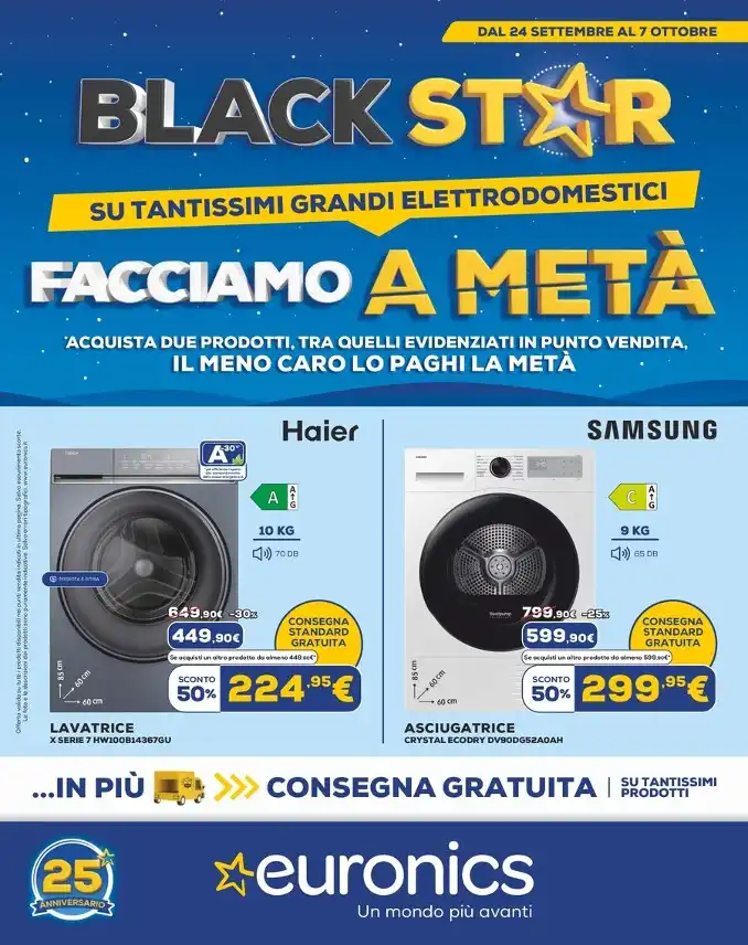 Volantino Euronics Black Star dal 24/9 fino al 7/10/2026